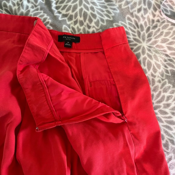 Ann Taylor Red Wide Leg Sailor Pants sz 10 Petite Button Front High Waist Office - Picture 5 of 10